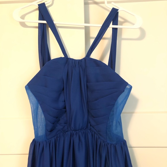 Custom made royal blue floor length gown never worn - Picture 4 of 7